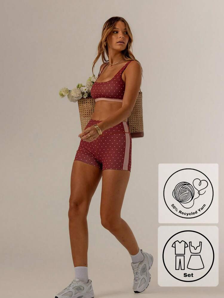 Aralina Leisurewear Contrast Polka Dot Set Cute Summer Shorts And Cute Summer Tops Perfect Airport Outfit For Women And 4th Of July | SHEIN