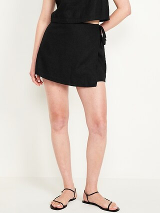 High-Waisted Wrap-Front Mini Skort | Old Navy (US)
