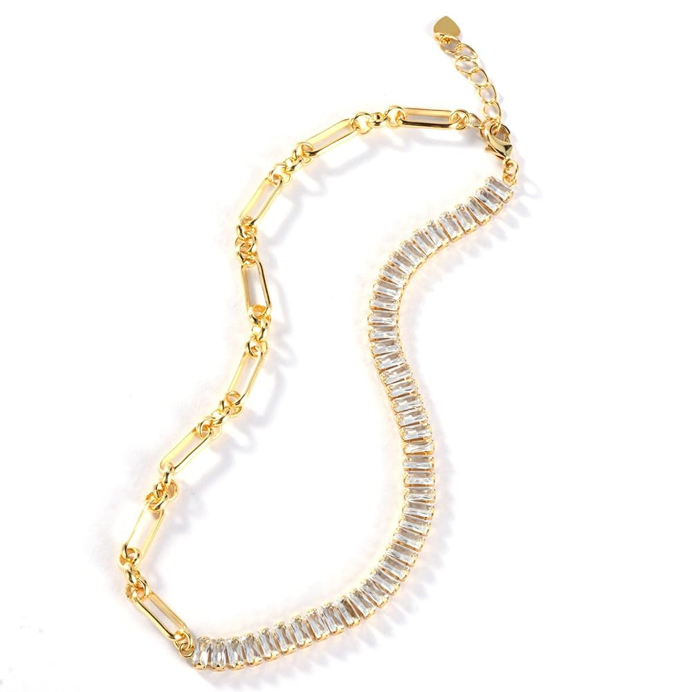 Paperclip Chain Link Necklace Choker Tennis Necklaces Chains Sparkly Trendy Necklace Jewelry for ... | Amazon (US)