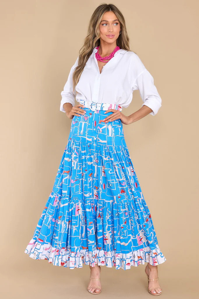 Button Smoke & Mirrors Blue Maxi Skirt | Red Dress 