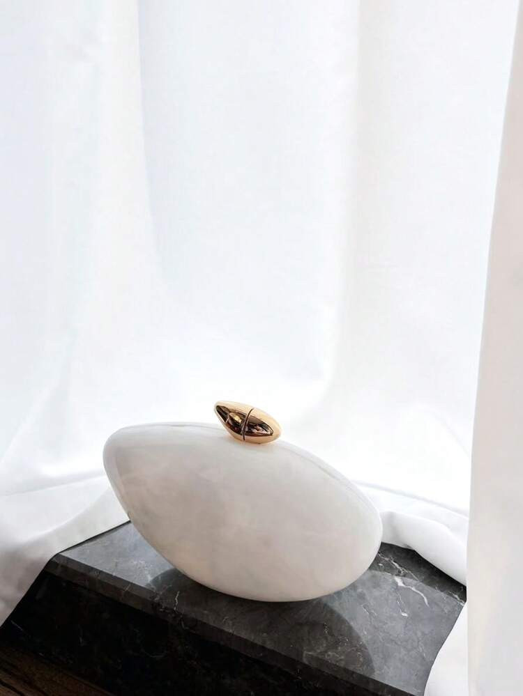 1pc Brown Stone Texture ABS Resin Box Bag With Metal Chain, Asymmetrical Shape, Vintage Elegant W... | SHEIN