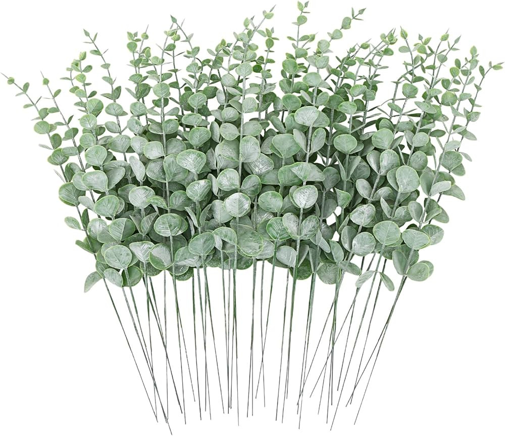 CEWOR 36pcs Eucalyptus Stems Decor 14.1 Inch Artificial Eucalyptus Leaves Faux Greenery Branches ... | Amazon (US)