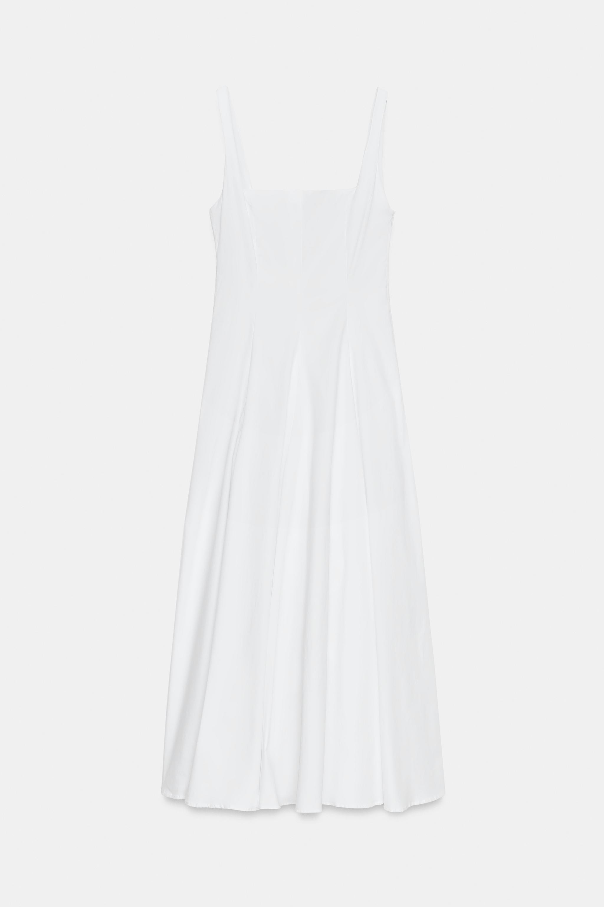 POPLIN GODET MIDI DRESS | Zara US