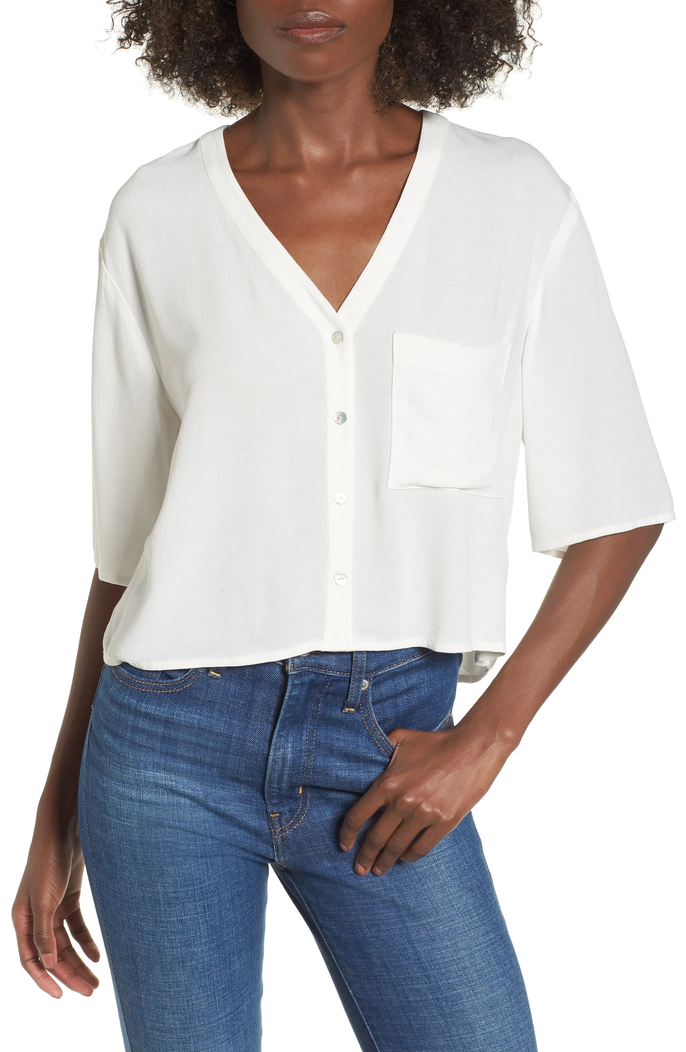 Crepe Button Front Shirt | Nordstrom