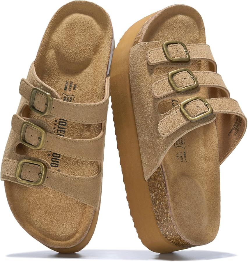 Project Cloud 100% Genuine Leather Platform Sandals Women Footwear - Comfortable Womens Slides Me... | Amazon (US)