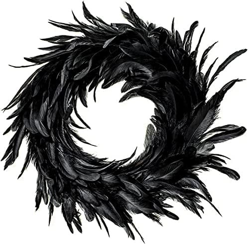 Amazon.com: 18 inch Black Feather Wreath-Hung on The Door Frame-Used to Decorate The Bedroom and ... | Amazon (US)