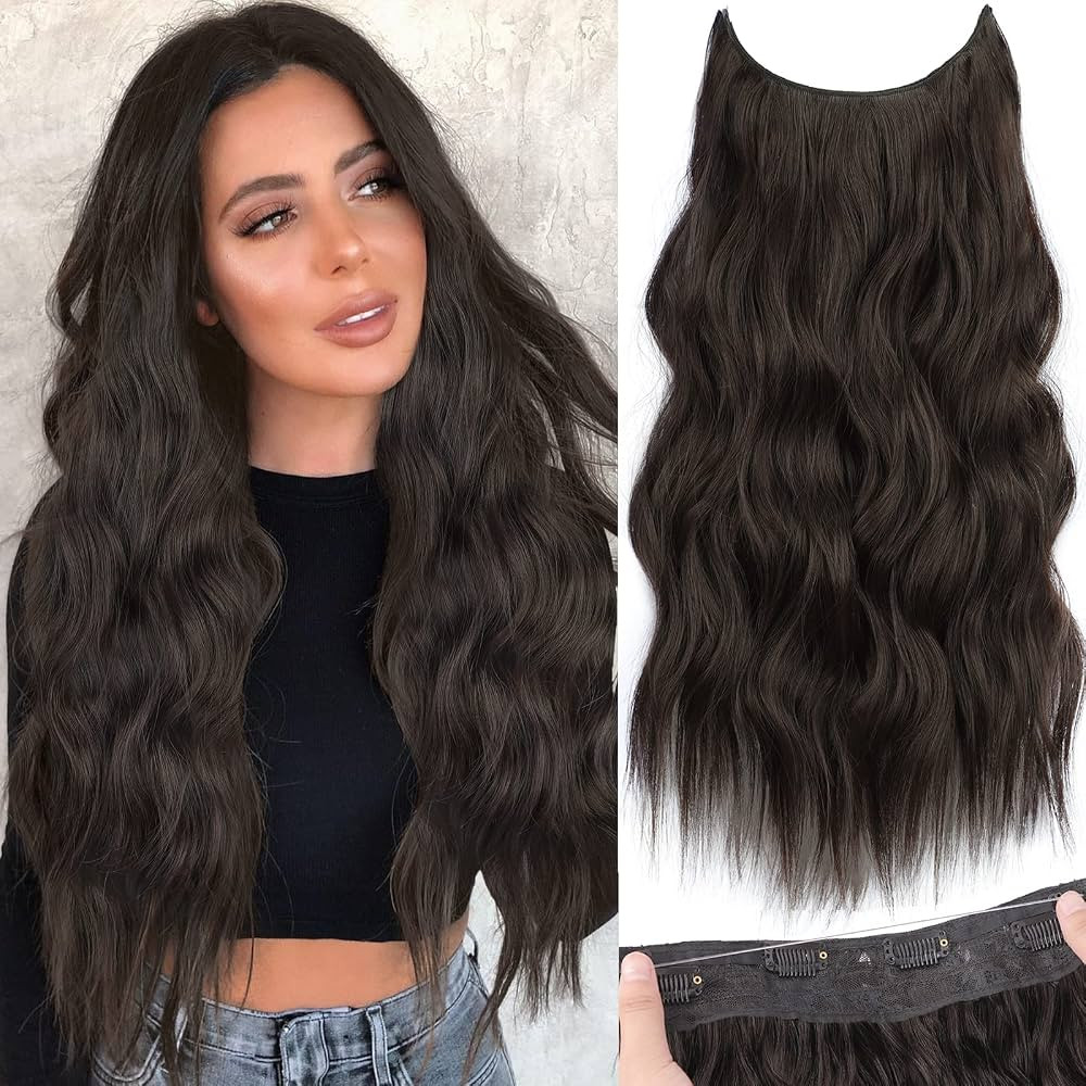 KooKaStyle Invisible Wire Hair Extensions with Transparent Wire Adjustable Size 4 Secure Clips Lo... | Amazon (US)