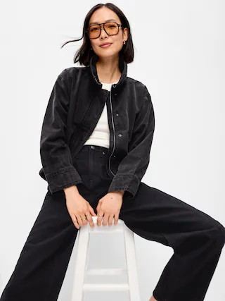 Funnel-Neck Denim Jacket | Old Navy (US)