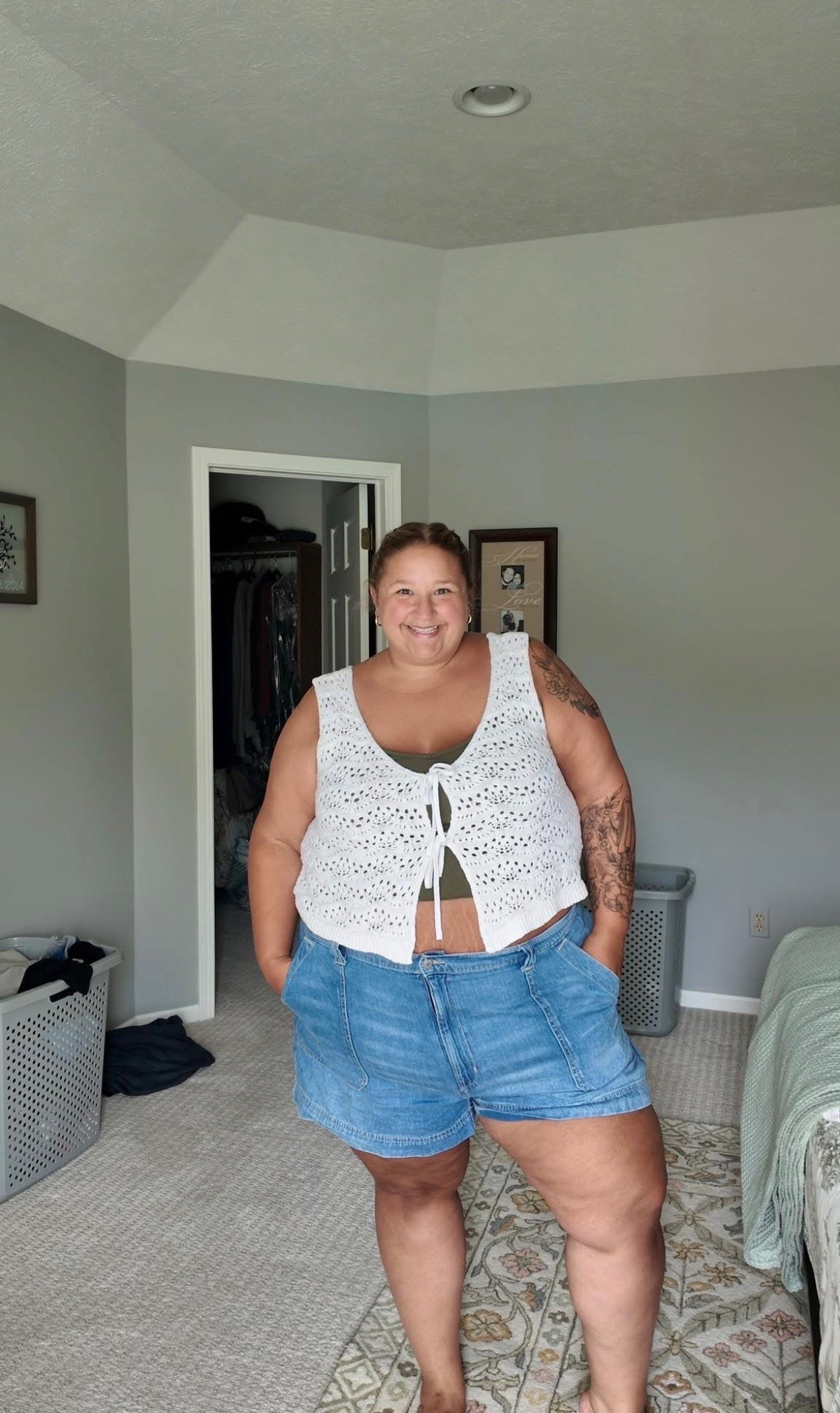 This is 315 lbs. 5’6”. And guess what?

I’m allowed to wear the cute clothes.
Crop tops? Mine!!!
Short shorts? Yep.
Arms out? Every damn day!

And I’m also allowed to think I’m super cute. 
Because… let’s be real. I am.

I’ve been plus-sized my entire life. As young as 10, people were already calling me “overweight.” And the world made sure I knew I was less than. Like I didn’t deserve to feel pretty, seen, wanted.

We’re taught we can be confident despite how we look—but never because of how we look.

I was the size 18 girl in high school wearing a bikini at the local beach. Why? Because I wanted to tan like my thin besties. Who, by the way, never made me feel less than. But the world? The world wasn’t so kind.
Boys didn’t call for me—they called to ask about my friends. Because why would they like this, right?
Honestly? A blessing in disguise.
Because the right person? They’ll see your worth without needing to squint or shrink you down.

You deserve to wear the cute clothes.
You deserve to feel cute.
You’re valuable at any size—not just small, medium, or large.

You are worthy of love, affection, and attention.
No matter your size.

#plussizeandproud
#bodypositivity
#plussizefashion
#allbodiesaregoodbodies
#wearwhatyoulove
#confidenceatanysize
#plussizebabe
#selfloveclub
#cuteatanysize
#effyourbeautystandards
#plussizeandcute
#fatandfine
#fashionforall
#thisbodyisworthy
#nobodyshaminghere
#boldandbeautiful
#armsoutalways
#cropitlikeitshot
#plussizeconfidence
#loveyourselfloudly

#LTKSeasonal #LTKootd #LTKPlusSize