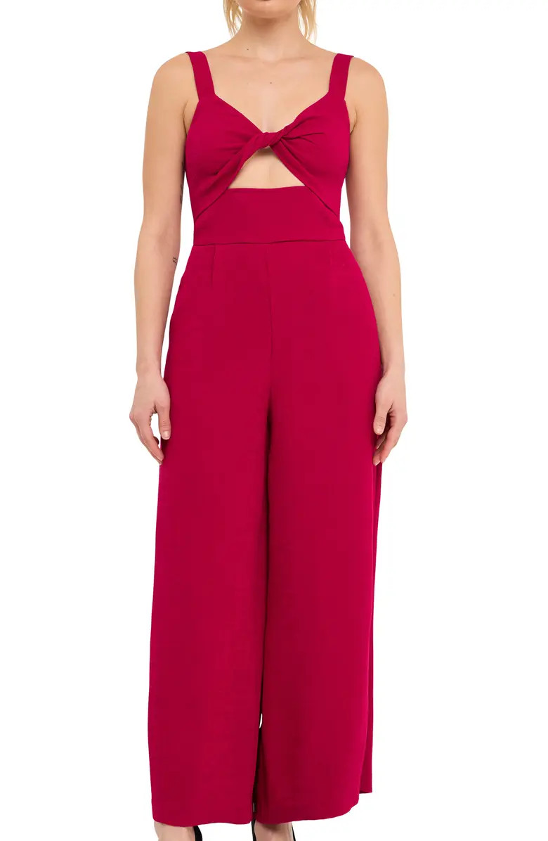 Plissé Cutout Wide Leg Jumpsuit | Nordstrom