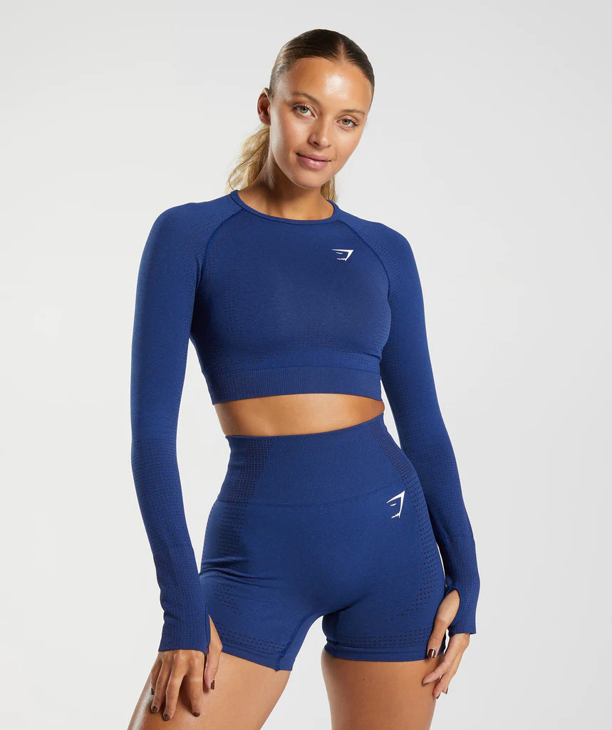 Gymshark Vital Seamless 2.0 Crop Top - Stellar Blue Marl | Gymshark (Global)