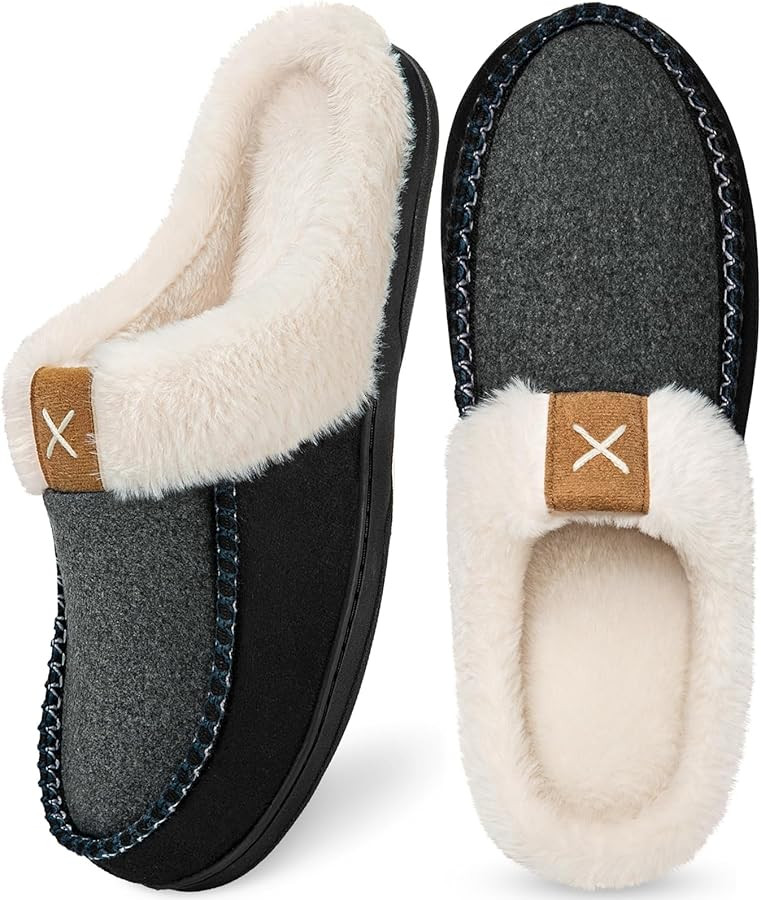 Homitem Mens Slippers Moccasins Memory Foam Fuzzy Slippers for Men Wool-Like Plush Fleece Lined H... | Amazon (US)