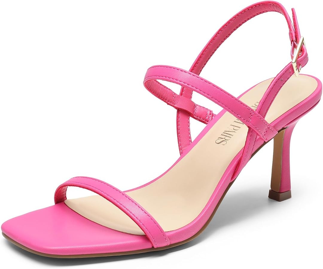 DREAM PAIRS Womens Slingback Heels Square Open Toe Strappy Sandals Ankle Strap High Heeled Dressy... | Amazon (US)