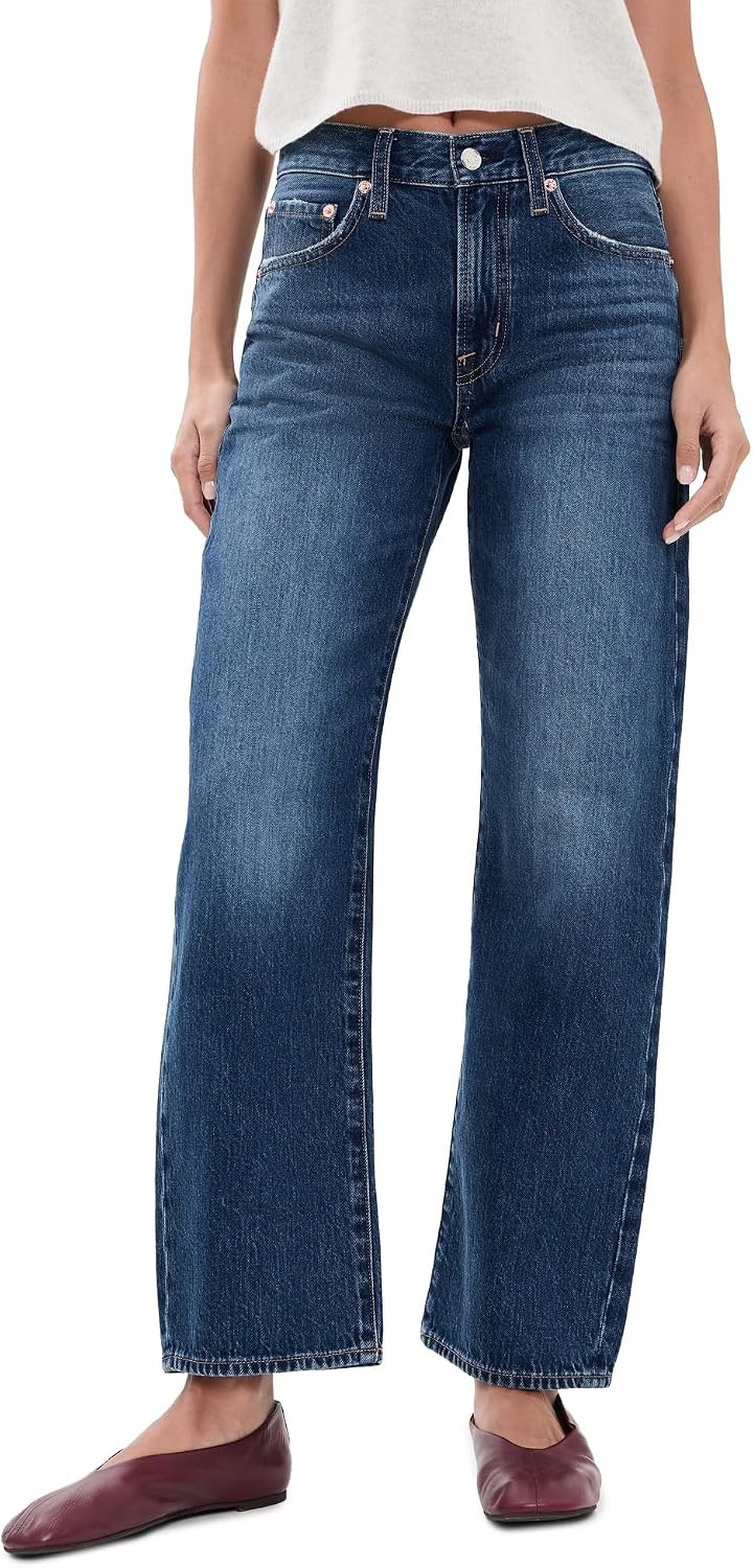 PISTOLA – Lexi Mid Rise, Signature Bowed Straight Jeans – Light Denim Jeans | Amazon (US)