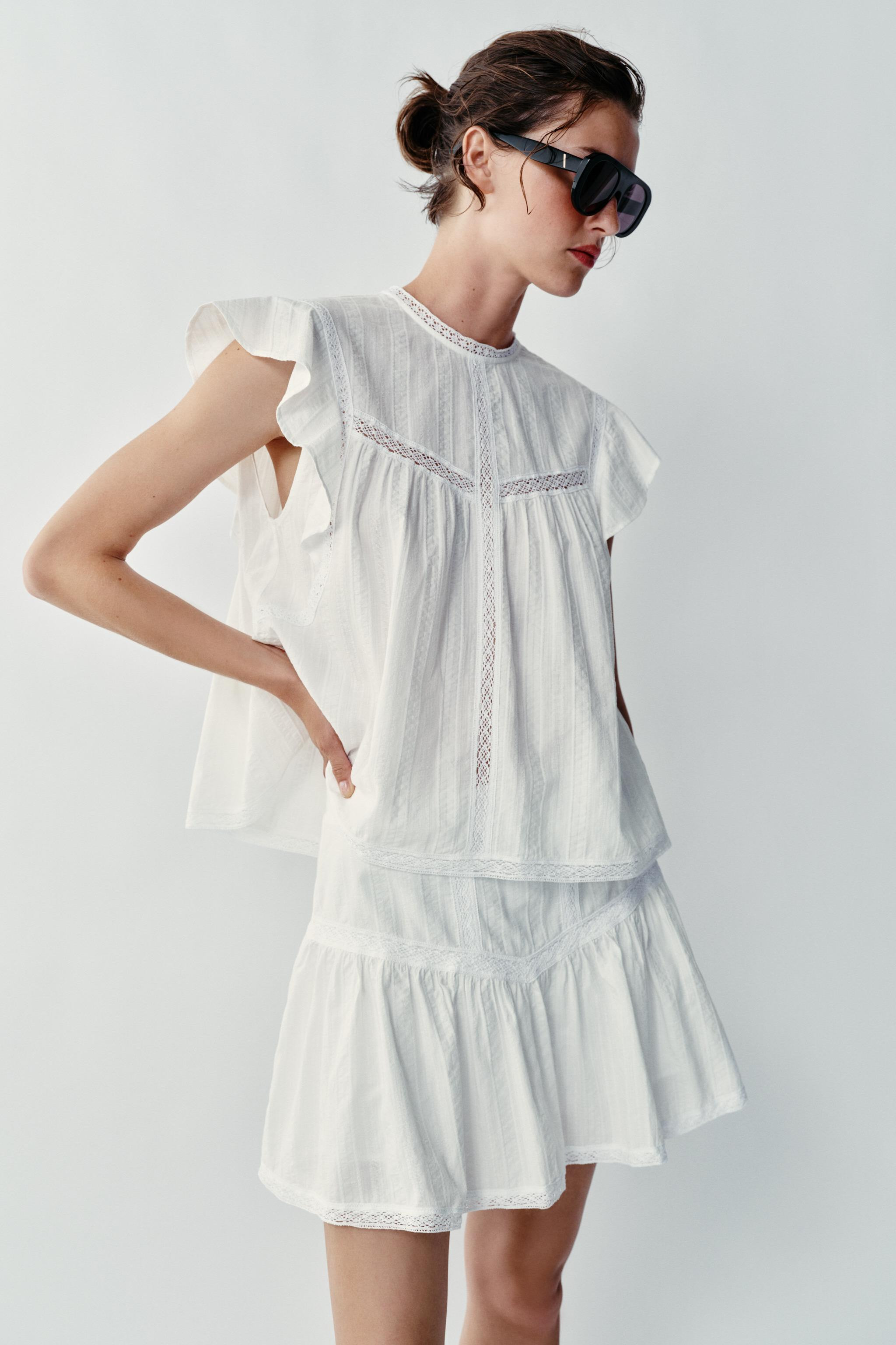 ROMANTIC LACE INSERT TOP | Zara UK