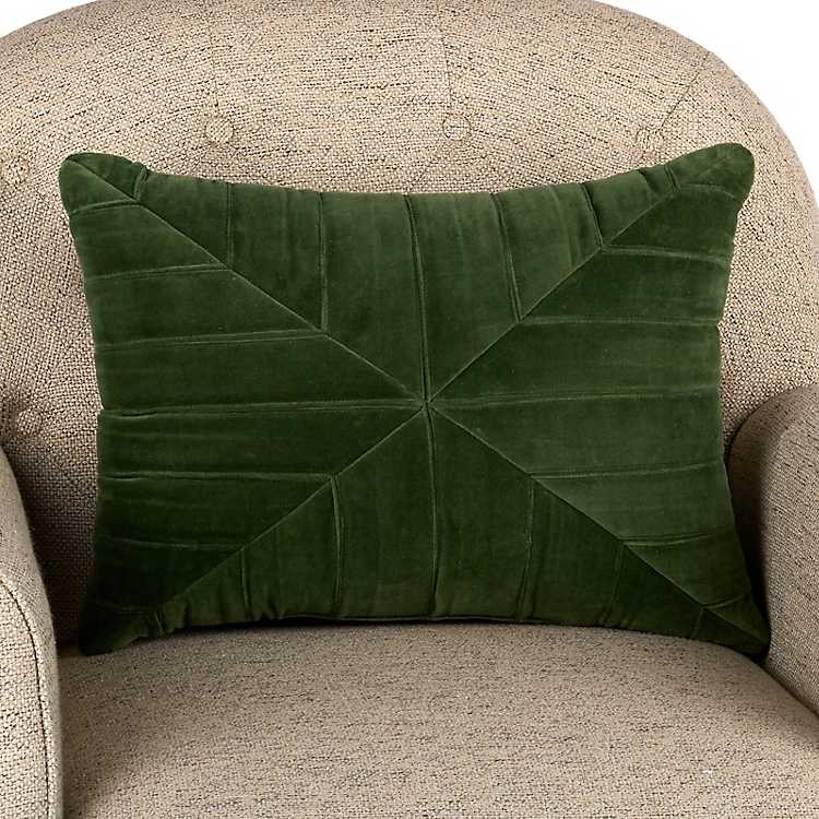 New! Green Pleated Velvet Lumbar Pillow | Kirklands