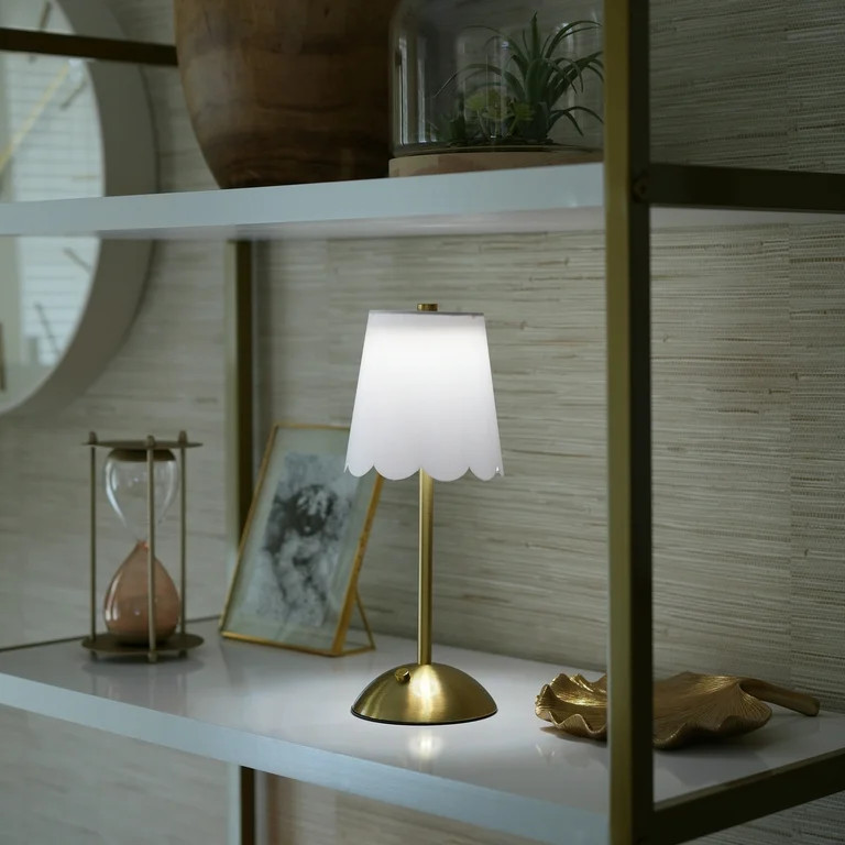Home Decor Collection Cordless Rechargeable 11.9" Brass Table Lamp with Dimmable 3 Option Lights | Walmart (US)