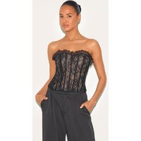 Black Lace Boned Lace Up Back Corset | PrettyLittleThing US
