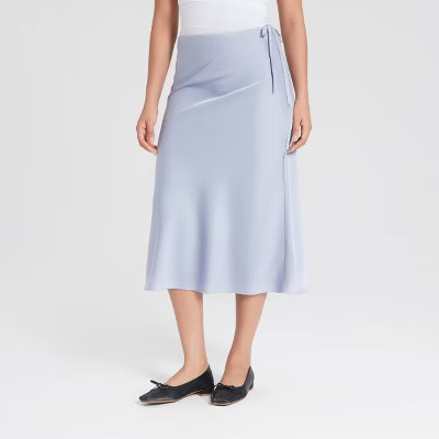 Women's Textured Satin Side-Tie Skirt - A New Day™ Lavender XL | Target