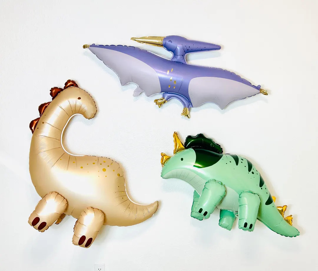 Dinosaur Balloons Dinosaur Birthday Dino Four Three Rex Brontosaurus Triceratops Dinosaur Party T... | Etsy (US)
