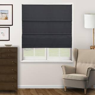 Ridgewood Grey Cut-to-Size Cordless Light Filtering Privacy Polyester Roman Shade 34 in. W x 72 i... | The Home Depot