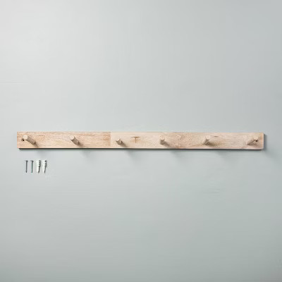 Wood 6-Peg Wall Hook - Hearth & Hand™ with Magnolia: Mountable Rack, Whitewash Finish, No Tools | Target