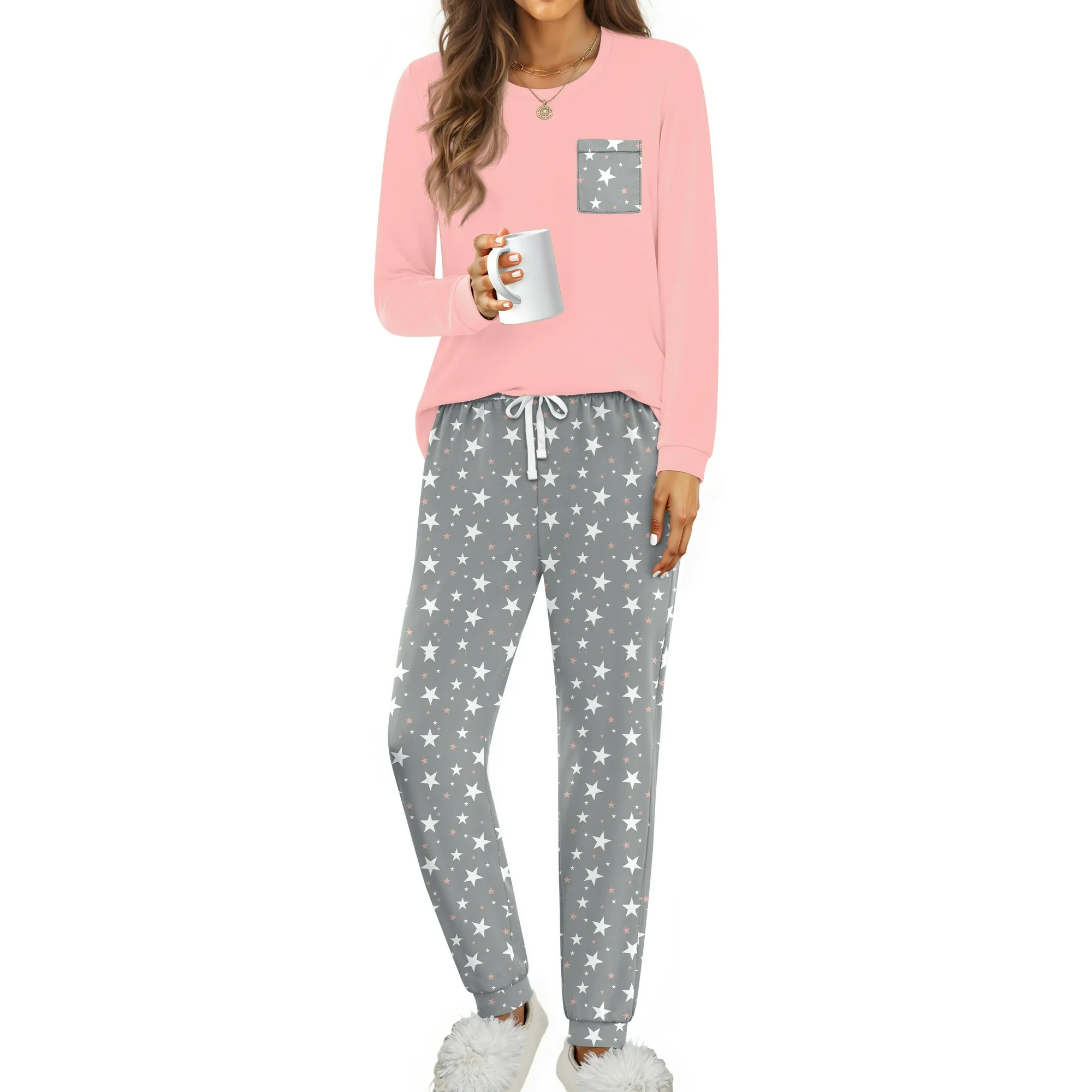 Fantaslook Women Pajama Sets 2 Piece Long Sleeve Pajama Sets With Long Printed Pants Sleepwear Lo... | Walmart (US)
