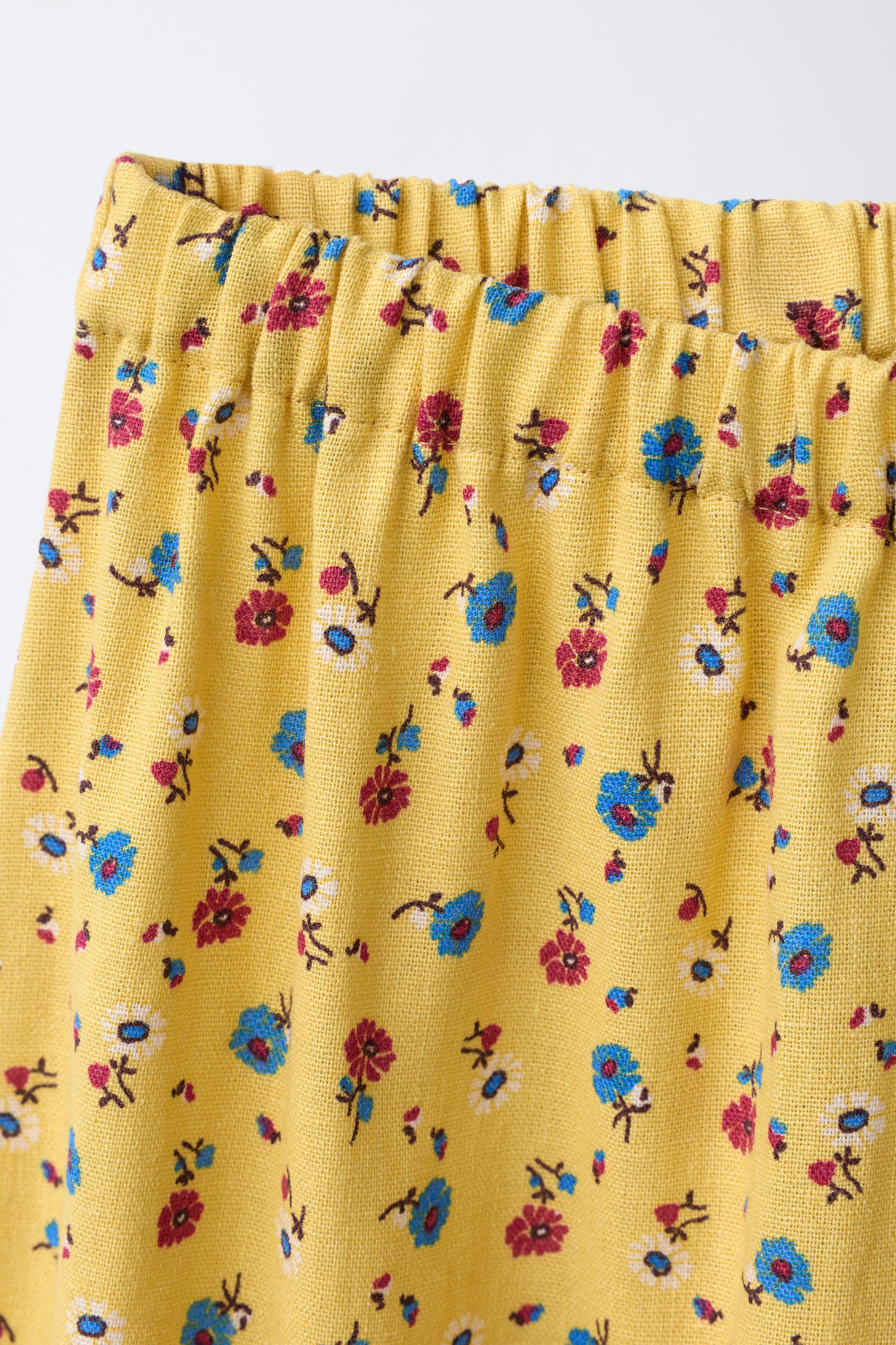 FLORAL PANTS WITH LINEN | Zara US