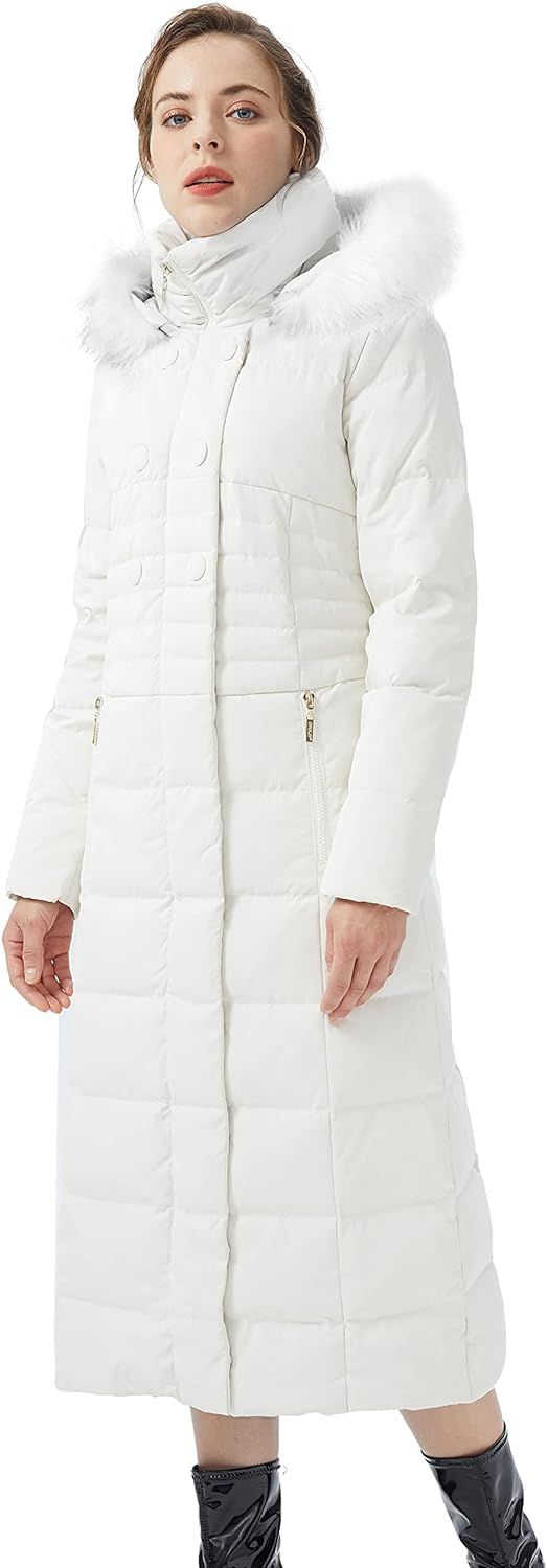 Orolay Women Warm Down Jacket with Hood Fur Long Puffer Coat | Amazon (US)