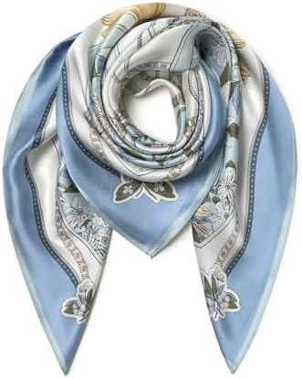 100% Pure Mulberry Silk Scarf 35" Large Square Lightweight Headscarf –Women’s Hair Wraps The ... | Amazon (US)