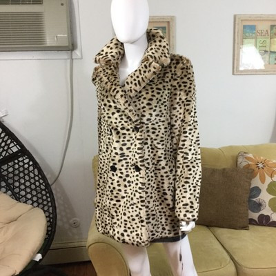 Avec Les Filles Leopard Faux Fur Coat Animal Print medium | eBay US