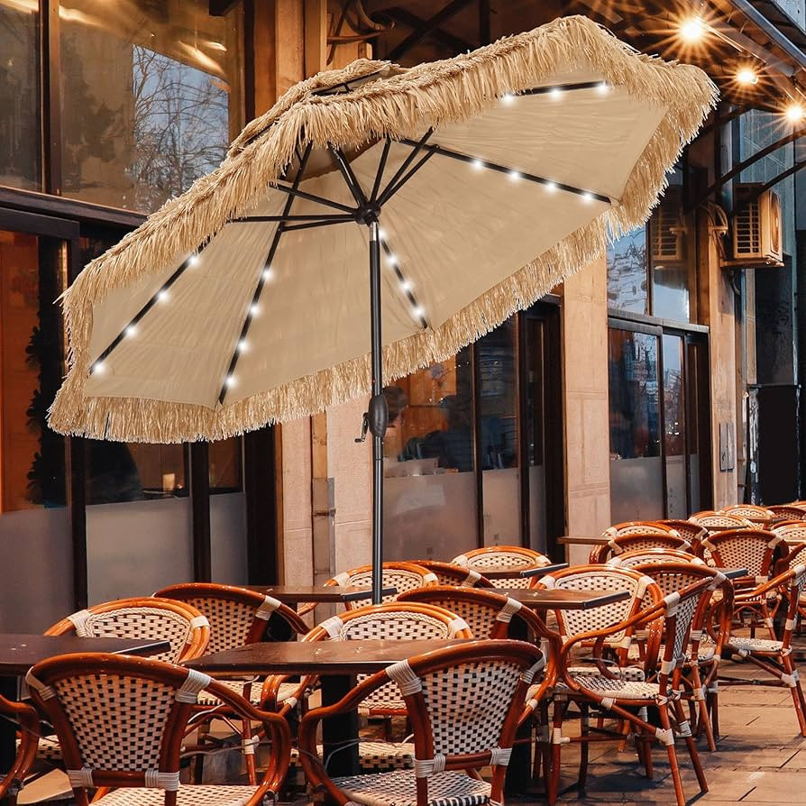 GDY 9 FT Hula Thatched Tiki Umbrella, Hawaiian Style Beach Patio Umbrellas, for Patio, Garden, Be... | Amazon (US)