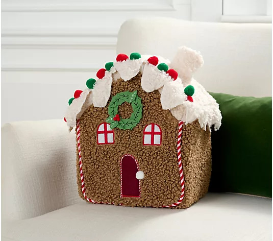 Gingerbread House Plush Pillow by Valerie | QVC