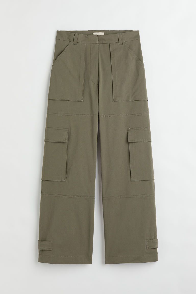 H & M - Straight cargo trousers - Green | H&M (UK, MY, IN, SG, PH, TW, HK)