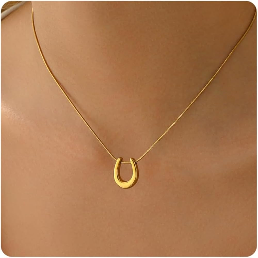 Gold Sun Horn Necklace for Women Dainty Crescent Moon Necklace Lucky Horse Shoe Pendant Necklace ... | Amazon (US)