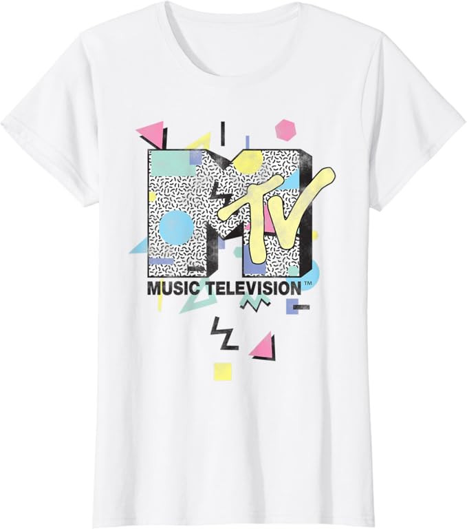 MTV Retro Shape Design Logo Graphic T-Shirt | Amazon (US)