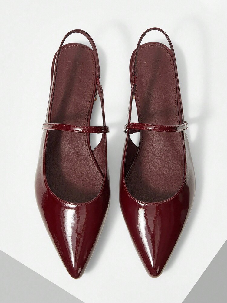 MOTF PREMIUM WOMEN'S FASHION POINTED TOE FLAT SHOES, WITCH BURGUNDY FLATS, FOR NEW YEAR HOLIDAY, ... | SHEIN