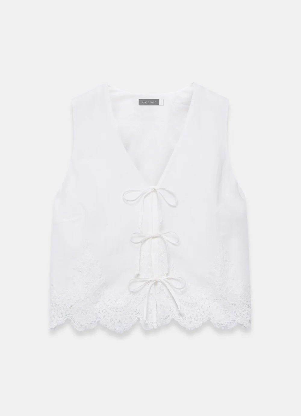 White Ramie Lace Detail Top | Mint Velvet