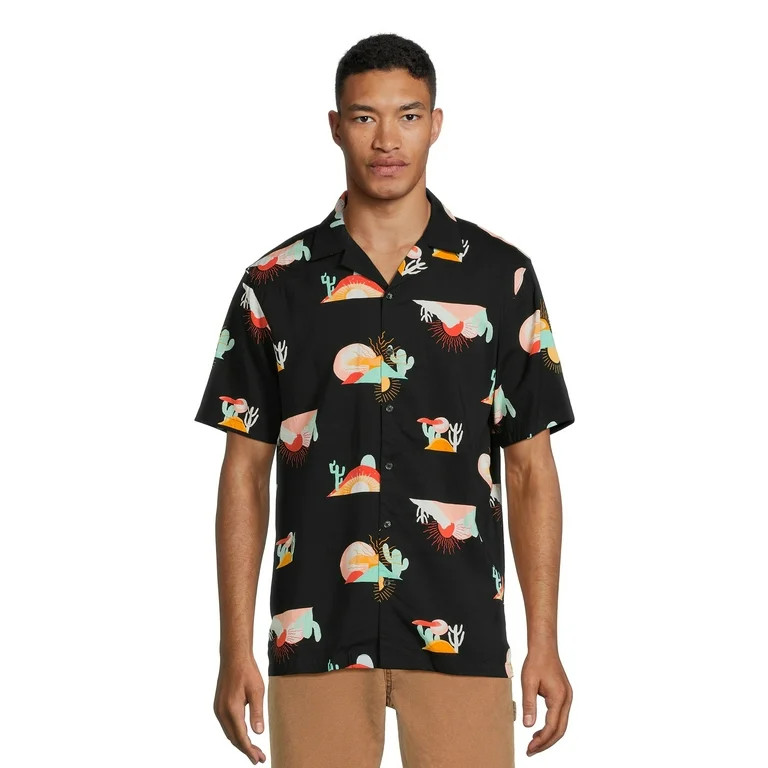 No Boundaries Men's & Big Men's Button-Down Rayon Shirt, Sizes XS-5XL | Walmart (US)