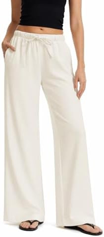 AnotherChill Women's High Waisted Wide Leg Crepe Pants Pull On Wrinkle Free Trousers with Pockets... | Amazon (US)