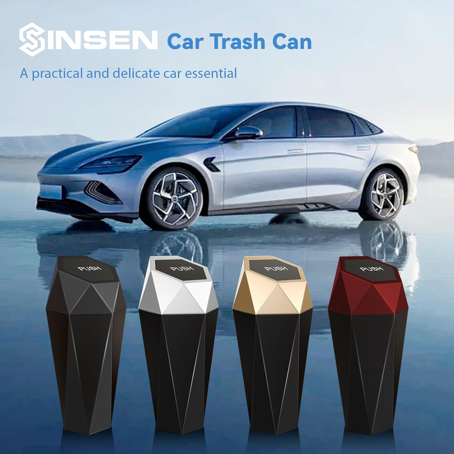 SINSEN Car Trash Can with Lid, Truck Garbage Bin and Interior Organizer Accessories Must Haves, M... | Amazon (US)