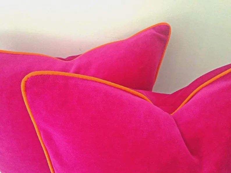Fuchsia Velvet Pillow Cover Hot Pink Velvet Cushion Cover - Etsy | Etsy (US)