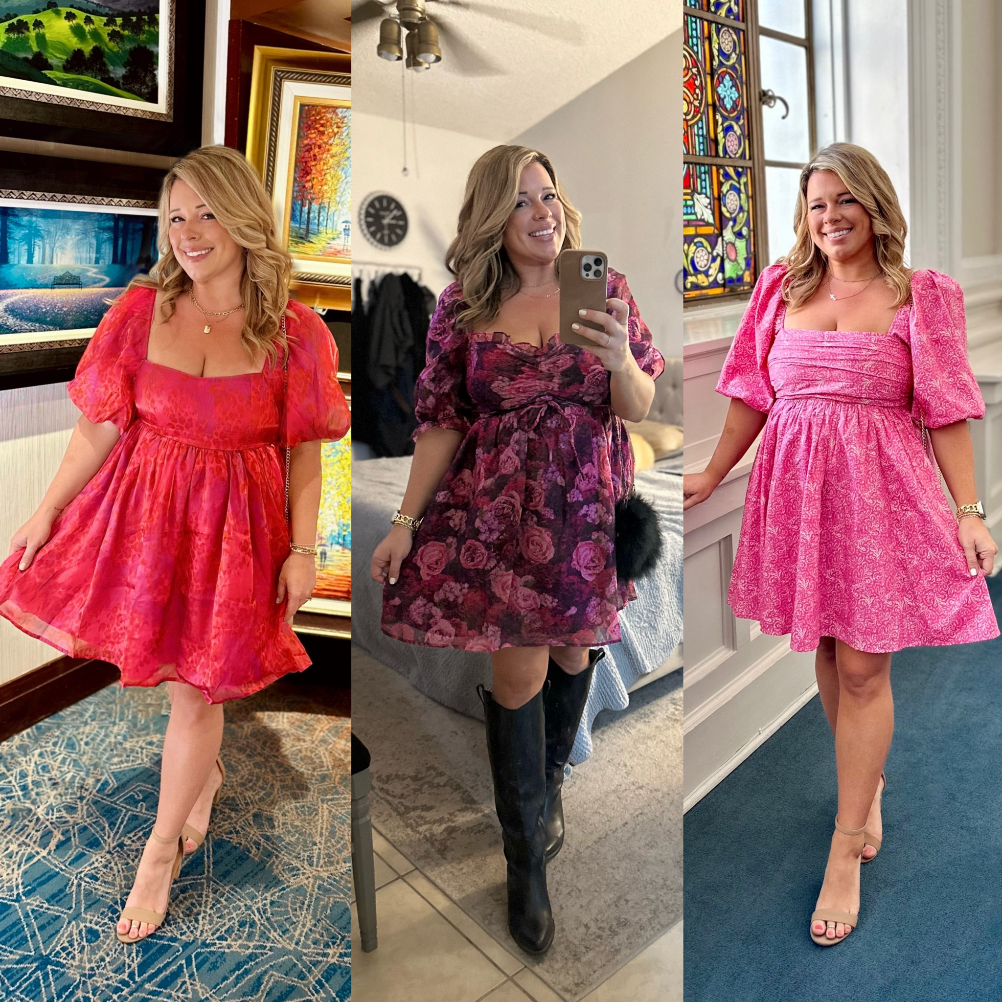 Puffy sleeve dresses part 3:
PinkBlush dress (pink/red): ordered in a size large, fits true to size
Buddy love dress (purple): ordered a size large and fits true to size
Abercrombie dress (pink): ordered a size large and this actually fits a bit loose so if you are in between sizes then size down

Use code “OLIVIAA15” for 15% off  BuddyLove merchandise.

Midsize dress
Midsize style
Midsize fashion
Puffy sleeve dresses
Holiday dress
Birthday dress
Curvy dresses
Apple shape dress
Hourglass shape dress
Dress trends
Event dress
Cocktail dress #LTKCyberWeek

#LTKmidsize

#LTKHoliday