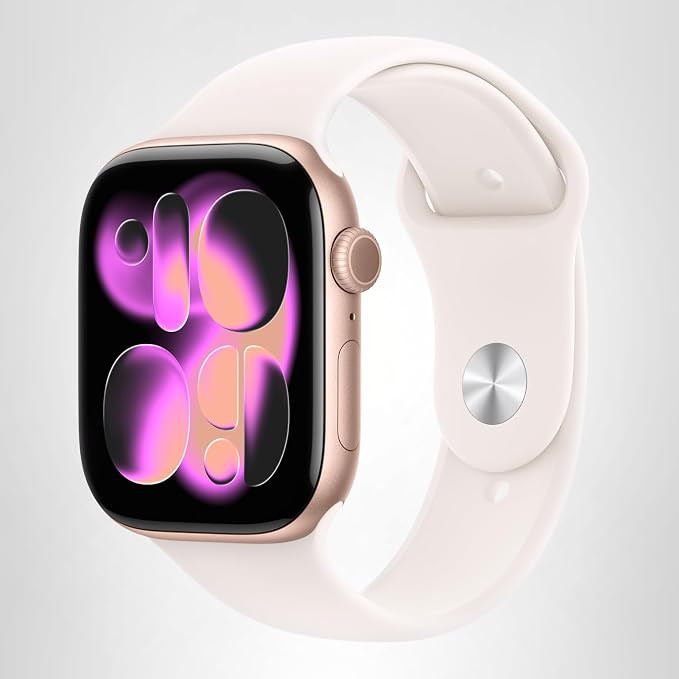 Apple Watch Series 11 [GPS 46mm] Smartwatch with Rose Gold Aluminum Case with Light Blush Sport B... | Amazon (US)