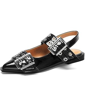 DREAM PAIRS Women's Slingback Ballet Flats, Pointed Toe Buckle Comfortable Dress Slip-on Flat Sho... | Amazon (US)