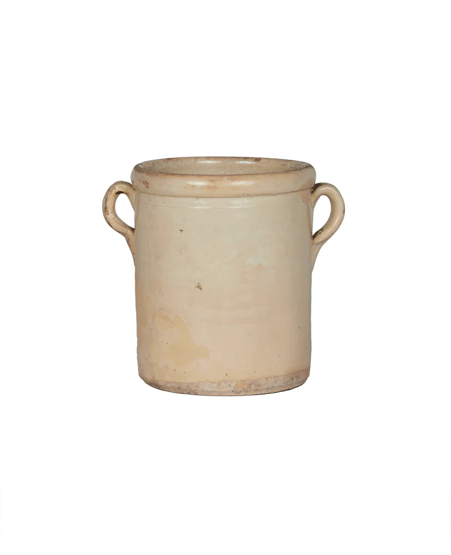 Olive Ateliers Vintage Italian Puglia Handle Jar - Avorio Glaze - Pots, Pottery, and Planters | Olive Ateliers
