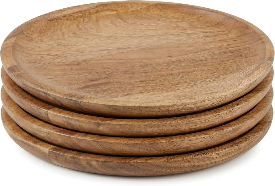 Alpha Living Home Round Wood Chargers Plates 11 Inch Natural Wood Charger Plates Set of 4 - Servi... | Amazon (US)