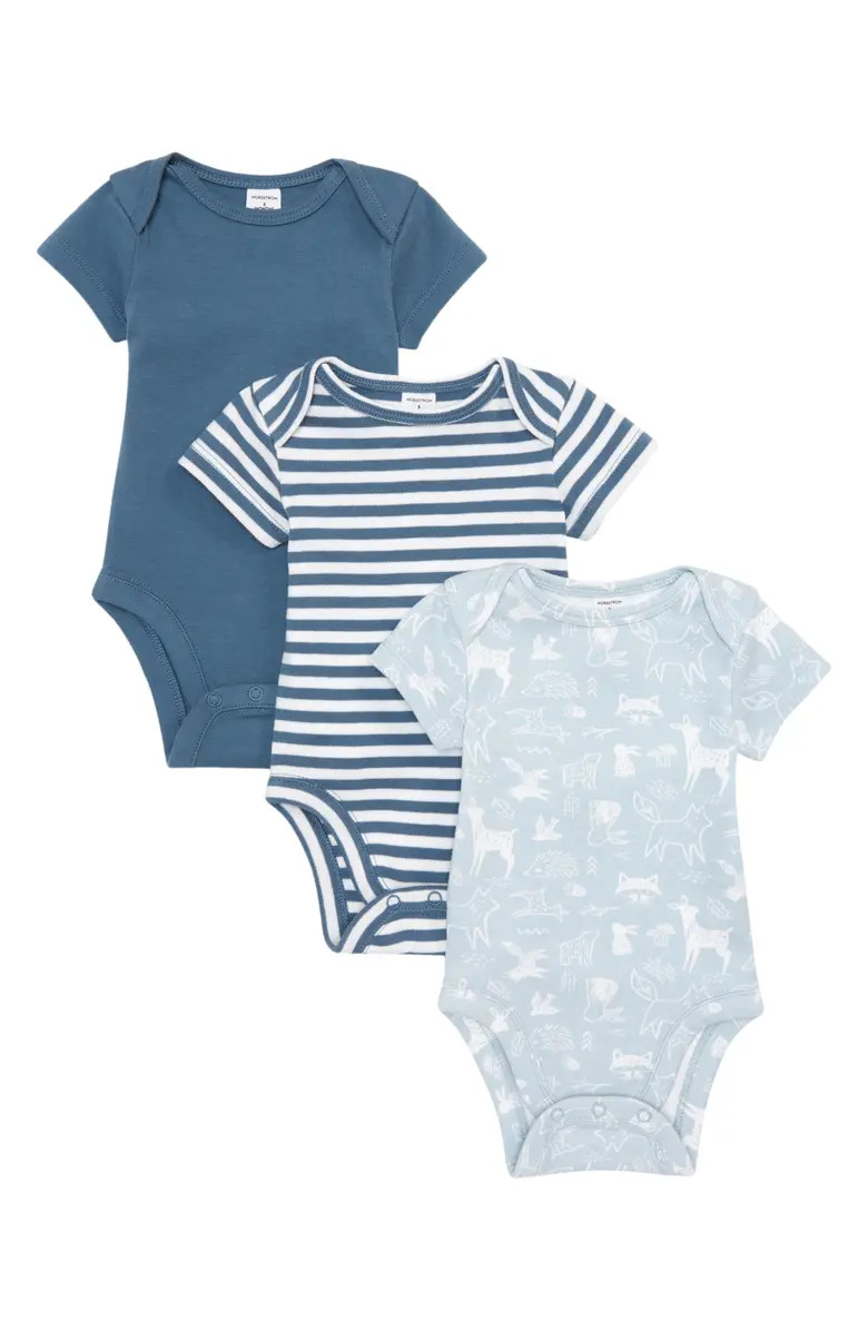 Kids' Heather Assorted 3-Pack Bodysuits | Nordstrom