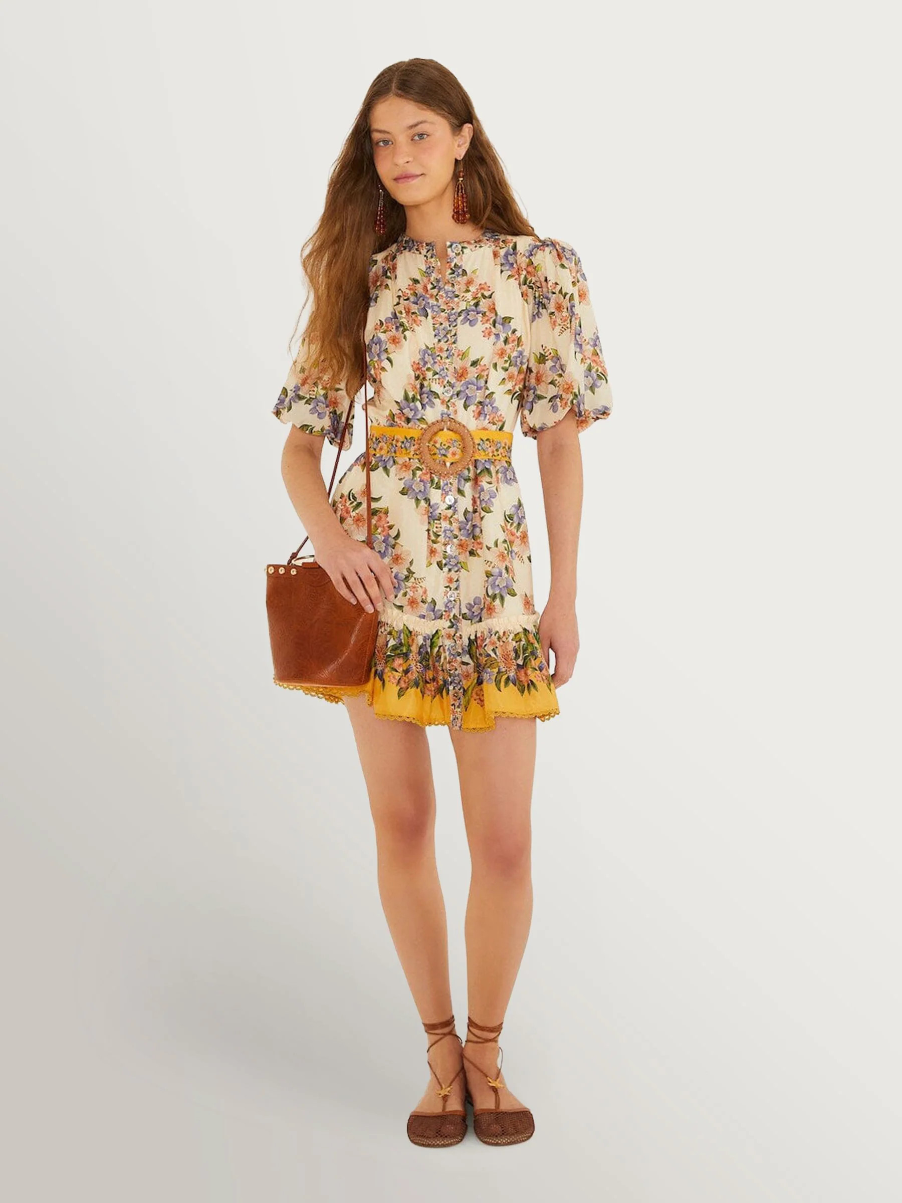 Farm Rio Farm Rio Yellow Hilo Stripes Sand Mini Dress | Next US
