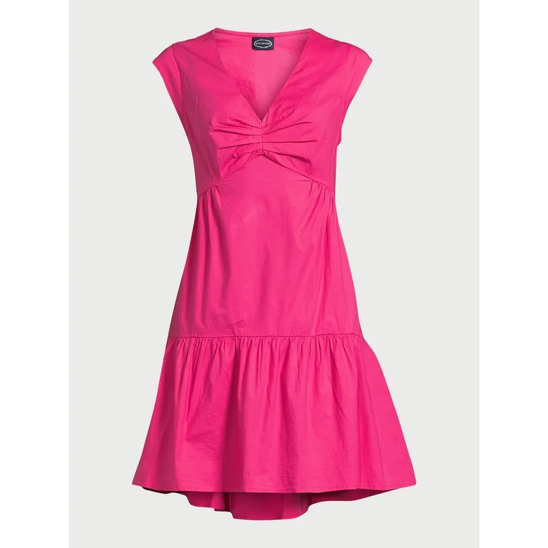 Scoop Women's V-Neck Poplin Mini Dress, Sizes XS-XXL | Walmart (US)
